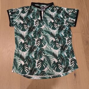 Tropical Leaf Print Equestrian Shirt